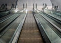 Looking down at escalators in shopping mall Royalty Free Stock Photo