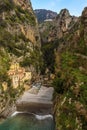 Looking down on the fjord and ravine at Fiordo di Furore on the Amalfi Coast, Italy Royalty Free Stock Photo