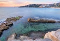 Looking down into Giles Baths Coogee sunrise Royalty Free Stock Photo