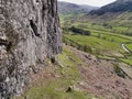 View down Great Langdale from rockface on hillside Royalty Free Stock Photo