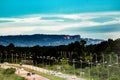 Looking down the highway in Bueng Kan CIty, Bueng Kan Thailand t Royalty Free Stock Photo
