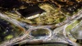 Looking down at the light trails on a roundabout in Colchester, Essex Royalty Free Stock Photo