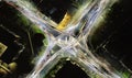 Looking down at the light trails on a roundabout in Ipswich, Suffolk Royalty Free Stock Photo