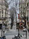 Looking down Montmartre stairway toward rue Caulaincourt, Paris Royalty Free Stock Photo