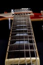 Looking down neck of electric guitar Royalty Free Stock Photo