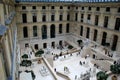 Looking down over crowds that are standing in the courtyard,The Louvre,Paris,France,2016