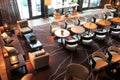 Looking down over a dining-bar area, Sagamore Pendry Hotel, Fell`s Point, Maryland, 2017.