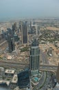 Looking down over the Dubai cityscape from the top of the Burj Khalifa in Dubai Royalty Free Stock Photo