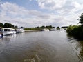 Looking down river with moored boats to the left