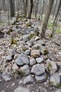 Looking down on rock pile along hiking trail at Copeland Forest