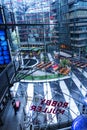 Looking down from the Roof of the Sony Center is located near the Berlin Potsdamer Platz railway station. Royalty Free Stock Photo