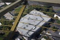 Looking down at the Seattle Center Armory, with large spiders painted on the roof Royalty Free Stock Photo