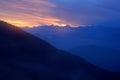 Looking down on Sierra Nevada de Santa Marta, high Andes mountains of the Cordillera, Paz, Colombia. Travel holiday in Colombia. Royalty Free Stock Photo