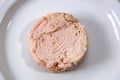 Close up white tuna on plate from above Royalty Free Stock Photo