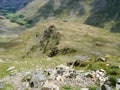 Looking down to Nethermost Pike east ridge Royalty Free Stock Photo