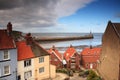 Looking down to Whitby Harbour Royalty Free Stock Photo