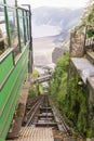 Looking down from the top of the Lynton and Lynmouth cliff railway