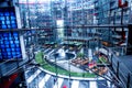 Looking down from the upper floors of the Sony Center is located near the Berlin Potsdamer Platz railway station. Royalty Free Stock Photo