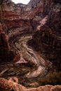 Looking Down On The Virgin River From Angels Landing Royalty Free Stock Photo