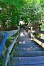 Old long wooden stairs in Port Washington Wisconsin Royalty Free Stock Photo
