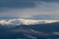 Looking east at the stormy Indian Peaks Mountain Range, Colorado. Royalty Free Stock Photo