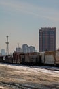 Freight Cars Sit Idle At The Toronto Shipping Yards
