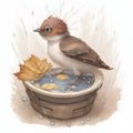 Charming Fledgling Splashing Around, AI Generated