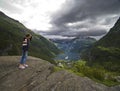 Looking at Geirangerfjord Royalty Free Stock Photo