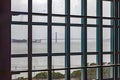 Looking at the Golden Gate Bridge from a window of the maximum security federal prison of Alcatraz. Royalty Free Stock Photo