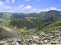 Looking from Great Gable to Styhead Tarn way, Lake District Royalty Free Stock Photo