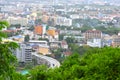 Looking from the height See a city in a tight city with tall buildings and beautiful skies. Is a comfortable view