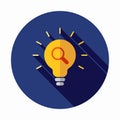 Looking For An Idea. Magnifying glass light bulb vector icon. Lightbulb illustration. Look, search idea design.