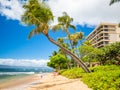 Kaanapali Beach, Maui, Hawaii, three miles of white sand and crystal water Royalty Free Stock Photo