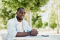 Young man happy casual smiling lifestyle african black male adult portrait person handsome Royalty Free Stock Photo