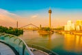 Looking at Media Harbor at Rhine-River in Dusseldorf in Germany.