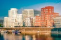 Looking at Media Harbor at Rhine-River in Dusseldorf in Germany.