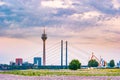 Looking at Media Harbor at Rhine-River in Dusseldorf in Germany.