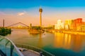 Looking at Media Harbor at Rhine-River in Dusseldorf in Germany.