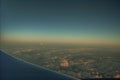 Looking at Mount Fuji from an airplane in the airspace at Narita Airport.