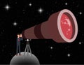 Looking for new opportunities.businessman makes an astronomical observation with a telescope
