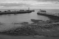 Whitby pier in black and white Royalty Free Stock Photo