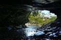 Looking out of Bjorkliden Cave in Swedish Lapland Royalty Free Stock Photo