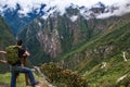 Looking out at the mountains from Machu Picchu Royalty Free Stock Photo