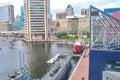 Looking Out Over the Baltimore Inner Harbor Where Tourists Ride in Pirate Themed Paddle Boats Royalty Free Stock Photo