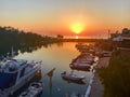 Sunset over Crete harbour Royalty Free Stock Photo