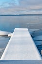 looking out over jetty and lake Vattern Sweden Royalty Free Stock Photo