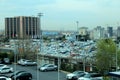 Looking out over parking lot and skyline,Istanbul Ataturk Airport,Turkey,2016