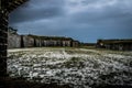 Looking out at storm brewing over the abandoned Fort Pickens site Royalty Free Stock Photo