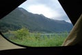 Looking out of tent