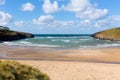 Looking out to sea Porthcothan Bay and beach Cornwall England UK Cornish north coast Royalty Free Stock Photo